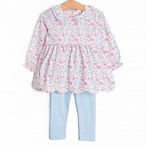 Stitchy Fish Sweet and Scalloped Floral Print Top size 2T